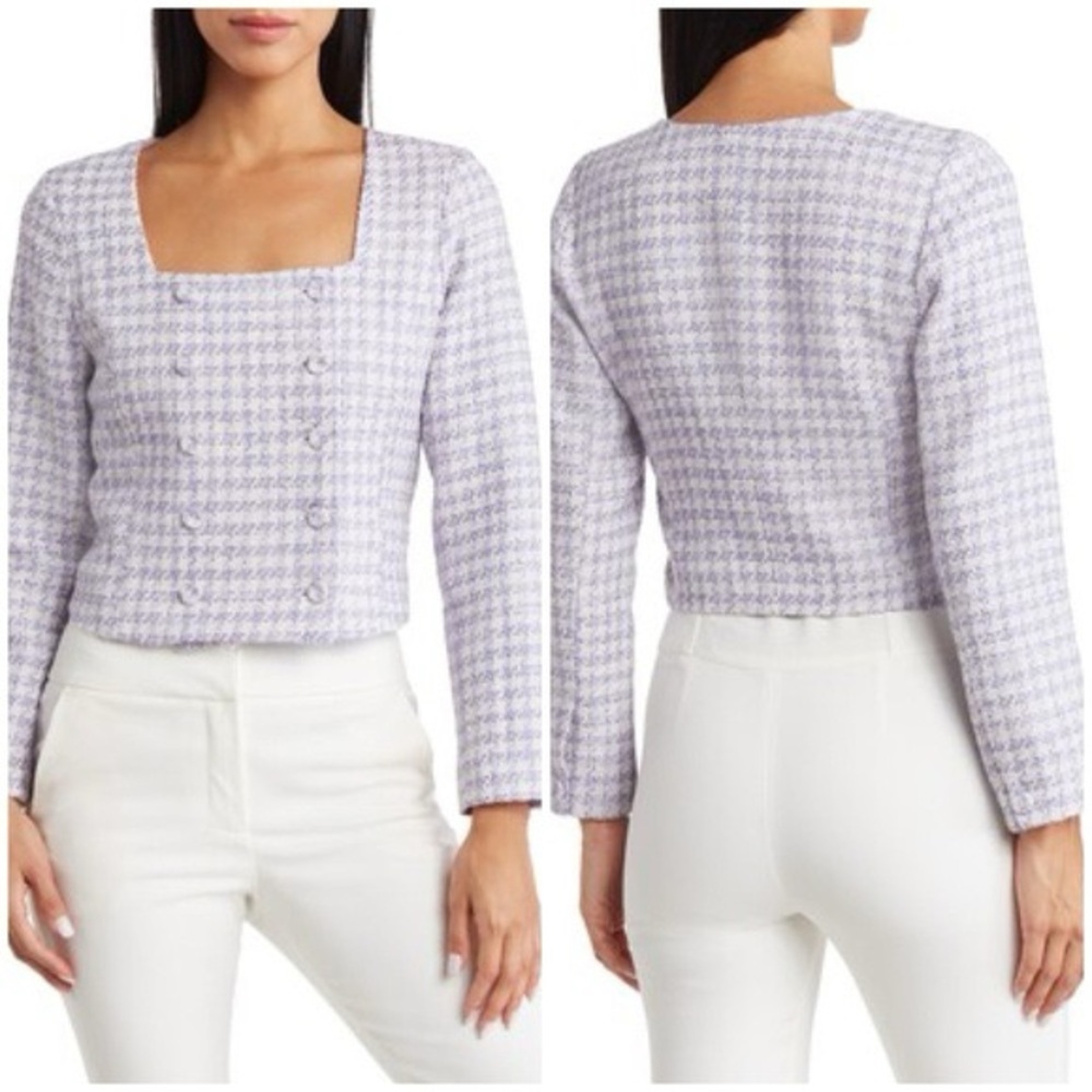 Favorite Daughter Dasha Lavender Houndstooth Tweed Blazer. Size 14. New with tag